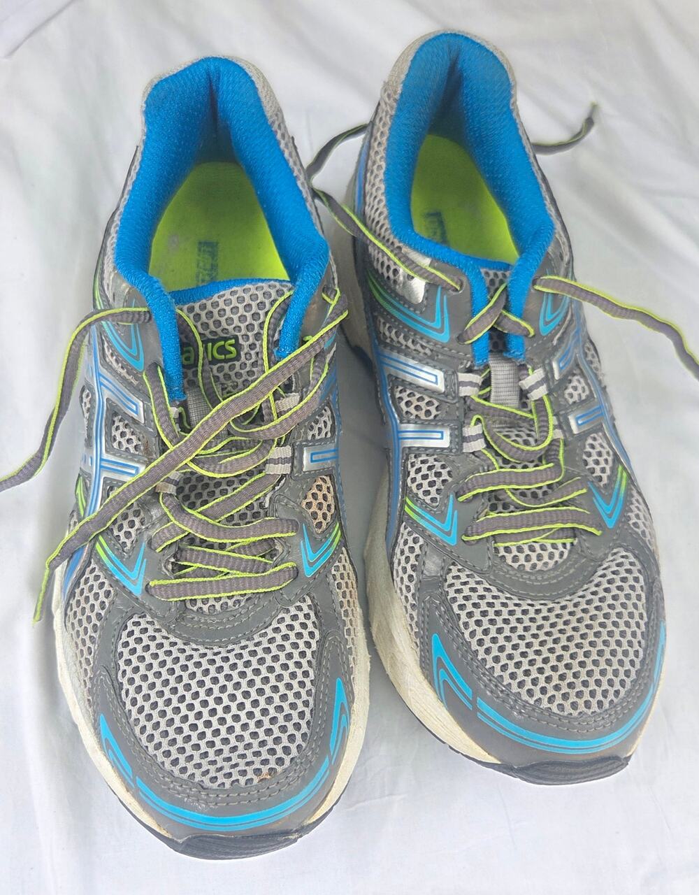 Asics Gel-Equation Womens 7 Running Shoes Titanium/Neon Blue/Green